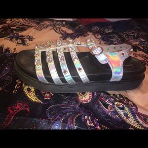 FASHION NOVA Never Enough Flat Sandals - Hologram